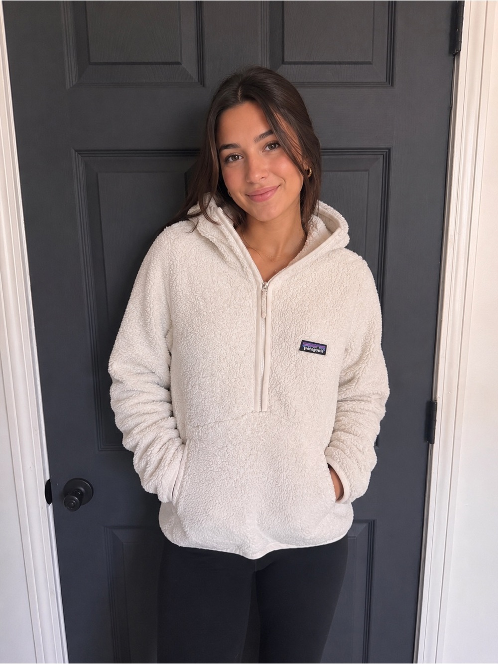 Patagonia Los Gatos 1/4 Zip Fleece Pullover Natural Ivory Women's M Cozy Teddy